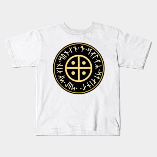 Viking Solar Symbol with Futhark Runes Kids T-Shirt